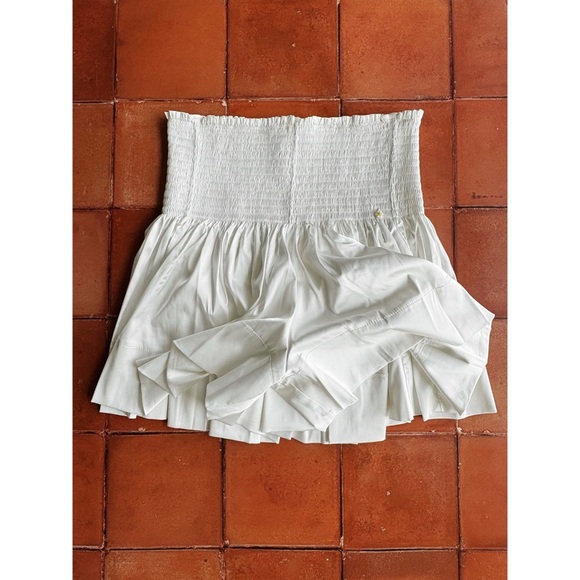 Sz S Natural Life White Smocked Waist Daisy Mini Skort EUC - Picture 2 of 5